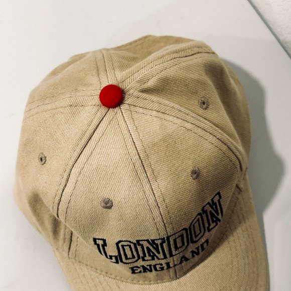 London England Baseball Cap Trucker Hat Tan Embroidered Cotton Adjusts One Size - Picture 5 of 9